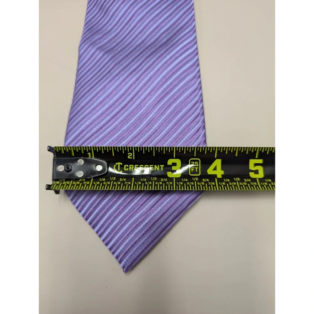 Donald J Trump Signature Collection Purple Striped Silk Tie Gold Logo Men's